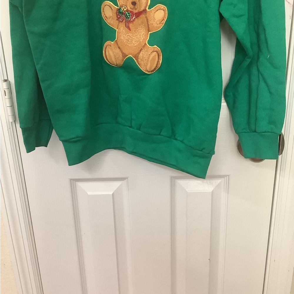 Vintage Handmade Medium Christmas Green Sweatshirt - Picture 3 of 7
